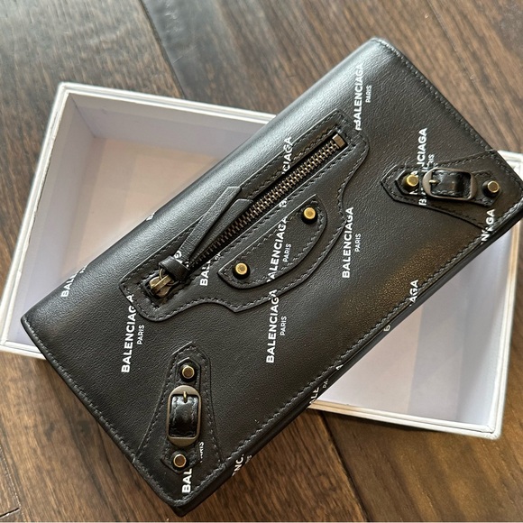 Balenciaga black logo print folding leather wallet - Picture 2 of 12